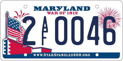 MD license plate 2AF0046