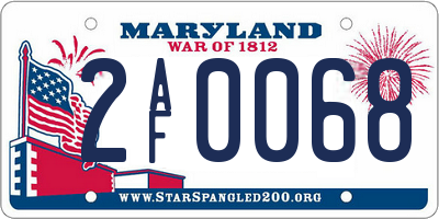 MD license plate 2AF0068