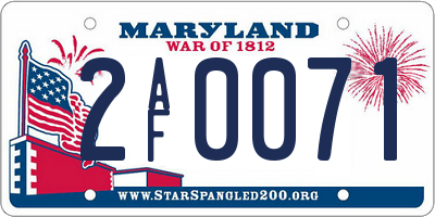 MD license plate 2AF0071
