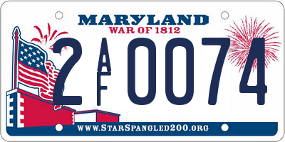 MD license plate 2AF0074