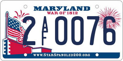 MD license plate 2AF0076