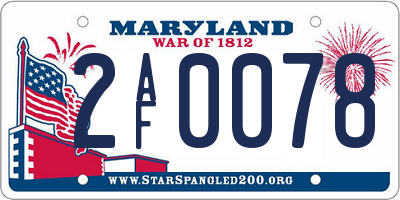 MD license plate 2AF0078