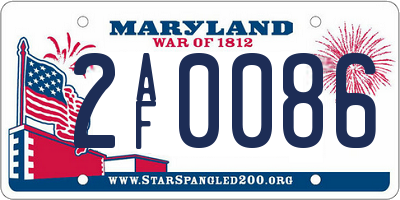 MD license plate 2AF0086