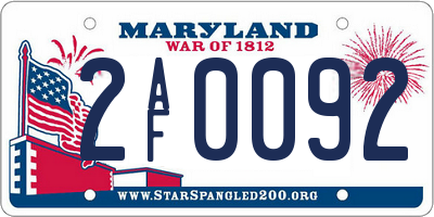 MD license plate 2AF0092