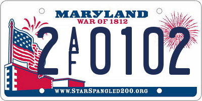 MD license plate 2AF0102