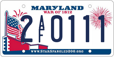MD license plate 2AF0111