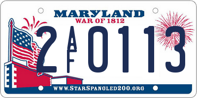 MD license plate 2AF0113