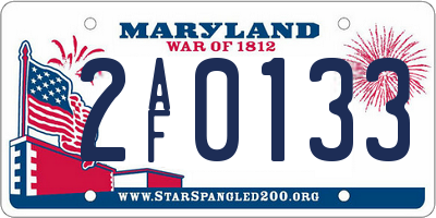 MD license plate 2AF0133