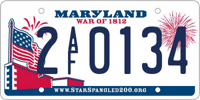 MD license plate 2AF0134