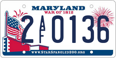 MD license plate 2AF0136
