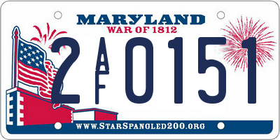 MD license plate 2AF0151