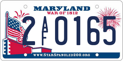 MD license plate 2AF0165