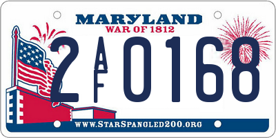 MD license plate 2AF0168