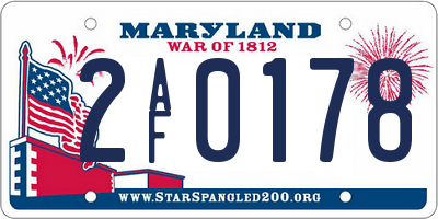 MD license plate 2AF0178