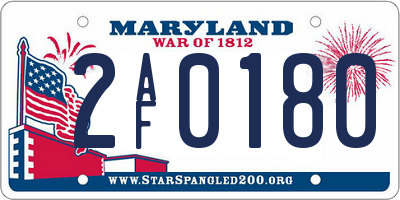MD license plate 2AF0180