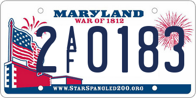 MD license plate 2AF0183