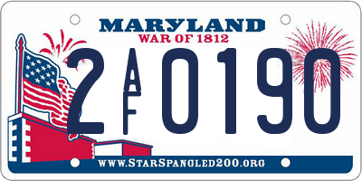 MD license plate 2AF0190