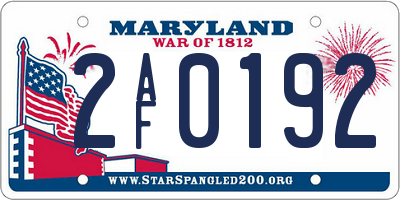 MD license plate 2AF0192