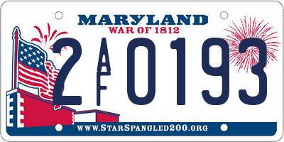MD license plate 2AF0193