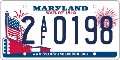 MD license plate 2AF0198