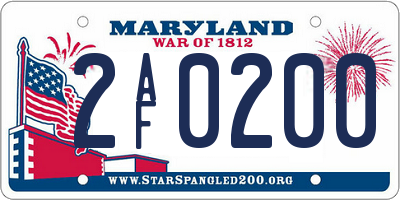 MD license plate 2AF0200