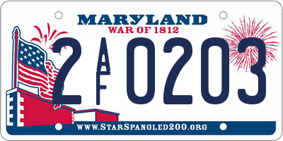 MD license plate 2AF0203