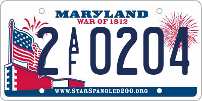 MD license plate 2AF0204