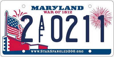 MD license plate 2AF0211