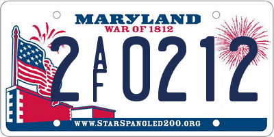MD license plate 2AF0212