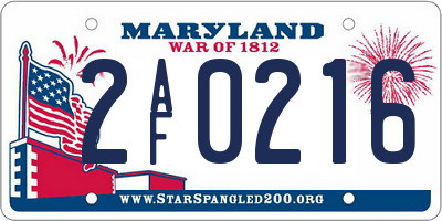 MD license plate 2AF0216