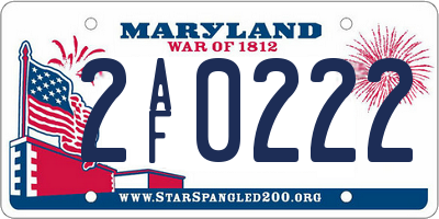 MD license plate 2AF0222