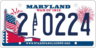 MD license plate 2AF0224