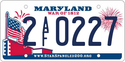 MD license plate 2AF0227