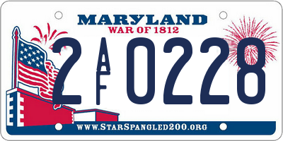 MD license plate 2AF0228