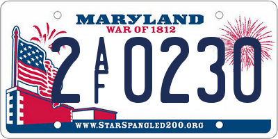 MD license plate 2AF0230