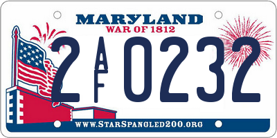MD license plate 2AF0232