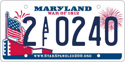 MD license plate 2AF0240