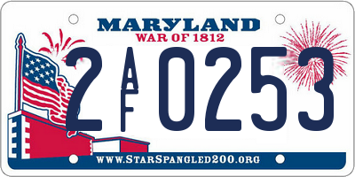 MD license plate 2AF0253