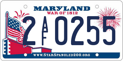 MD license plate 2AF0255