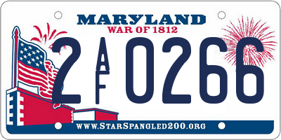 MD license plate 2AF0266