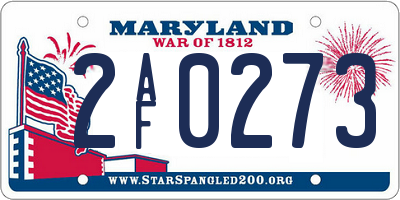 MD license plate 2AF0273