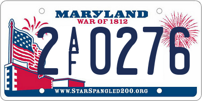 MD license plate 2AF0276