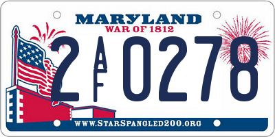 MD license plate 2AF0278