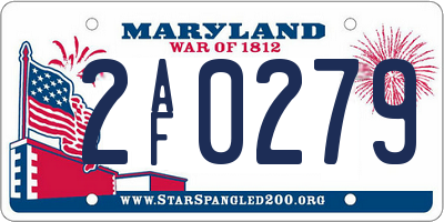 MD license plate 2AF0279