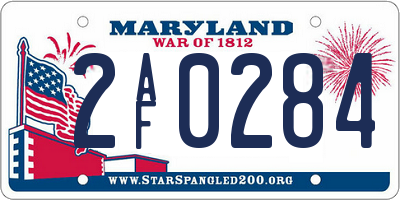 MD license plate 2AF0284