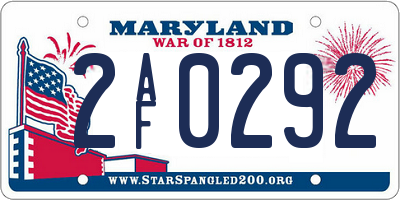 MD license plate 2AF0292