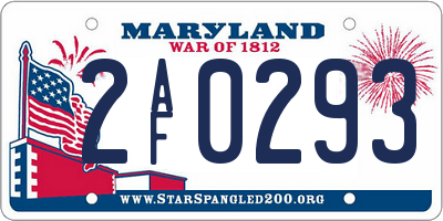 MD license plate 2AF0293
