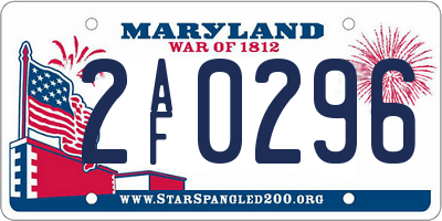 MD license plate 2AF0296