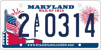 MD license plate 2AF0314