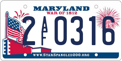 MD license plate 2AF0316